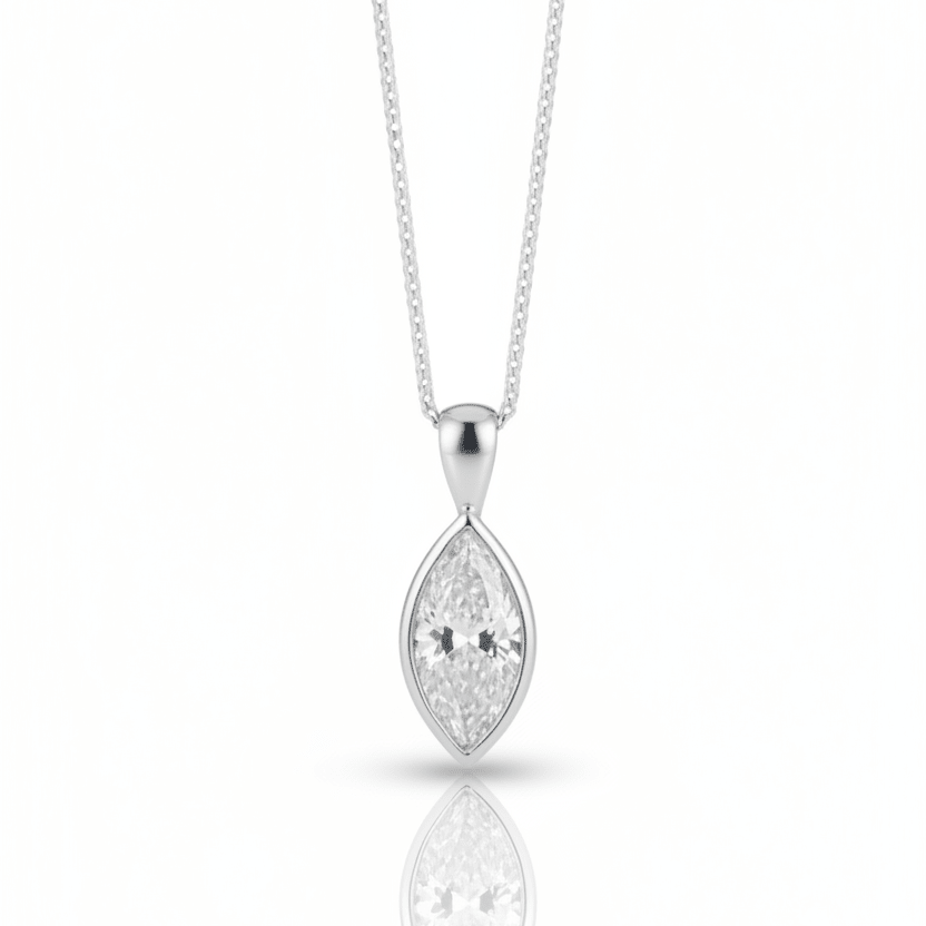 The Elegance Marquise Solitaire Ashes Memorial Necklace - Nicky Robin Memorial Jewellery