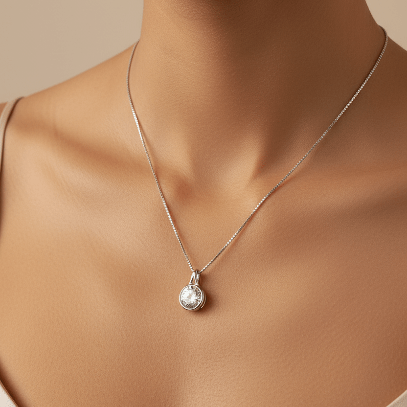 The Elegance Round Solitaire Ashes Memorial Necklace - Nicky Robin Memorial Jewellery