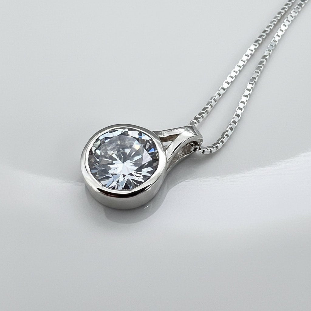 The Elegance Round Solitaire Ashes Memorial Necklace - Nicky Robin Memorial Jewellery