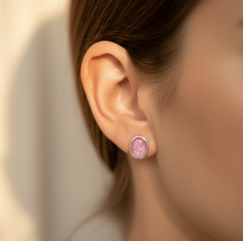 Timeless Oval Memorial Ashes Earrings - Nicky Robin Memorial Jewellery