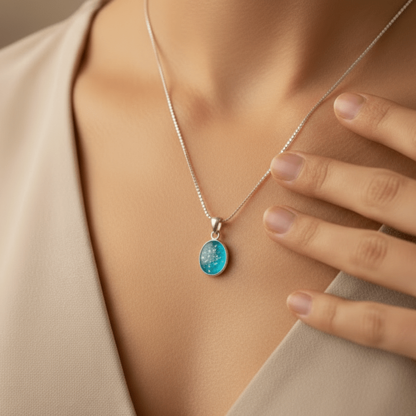 Timeless Oval Memorial Ashes Necklace - Nicky Robin Memorial Jewellery
