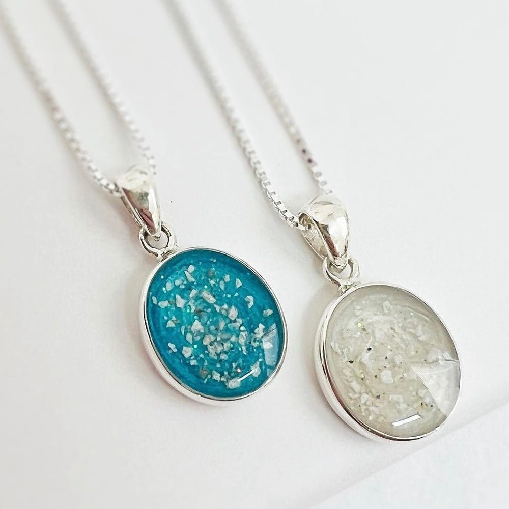 Timeless Oval Memorial Ashes Necklace - Nicky Robin Memorial Jewellery