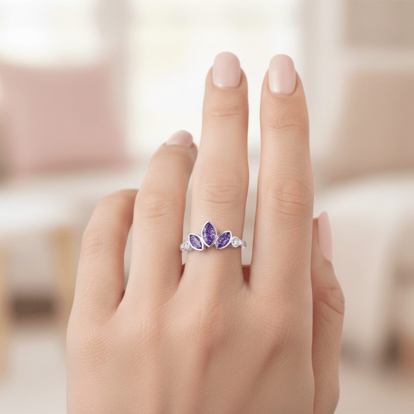 Triple Marquise Ashes Ring with Crystals - Nicky Robin Memorial Jewellery