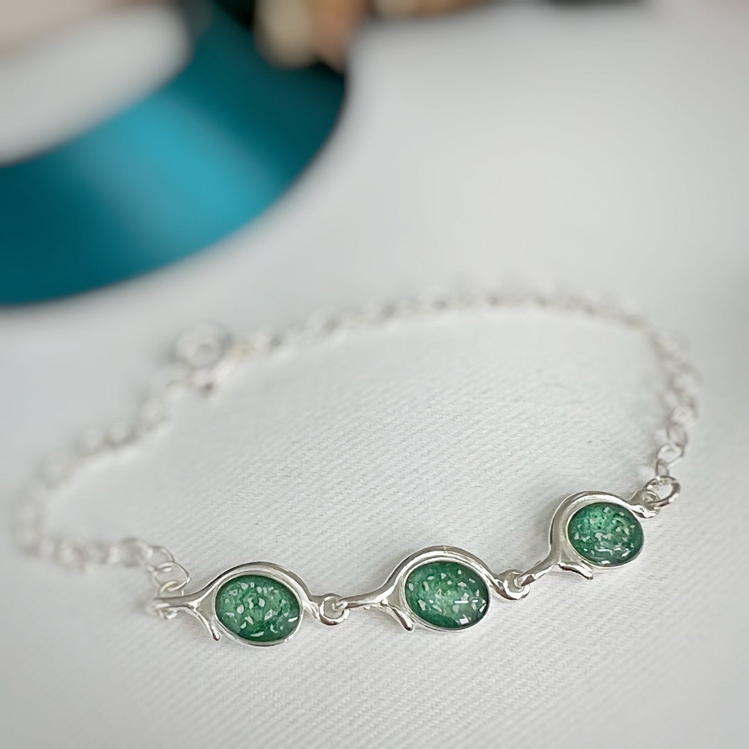 Triple Oval Memorial Ashes Bracelet - Nicky Robin Memorial Jewellery
