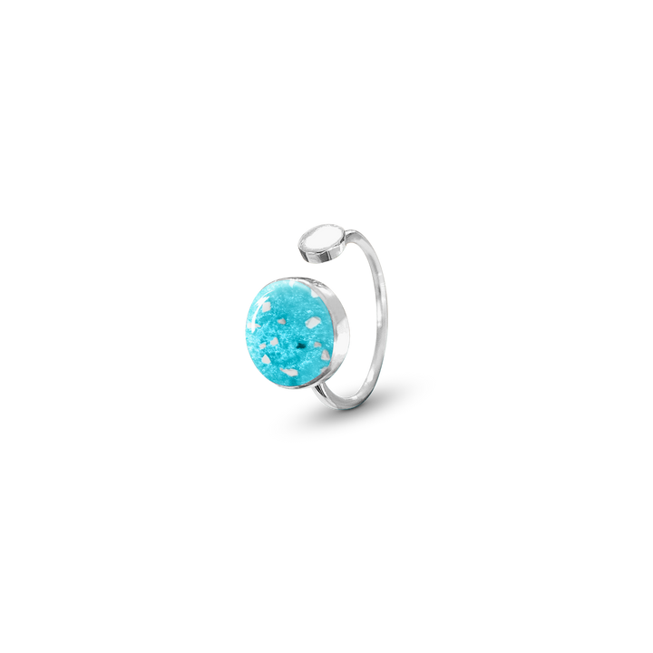 Aqua Blue adjustable ashes circle ring