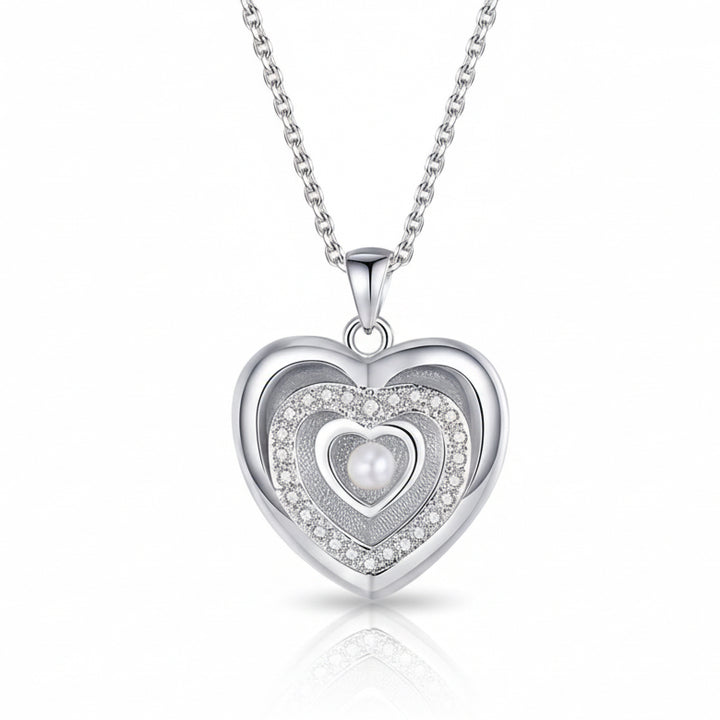 Triple heart ashes locket with crystals and pearl 