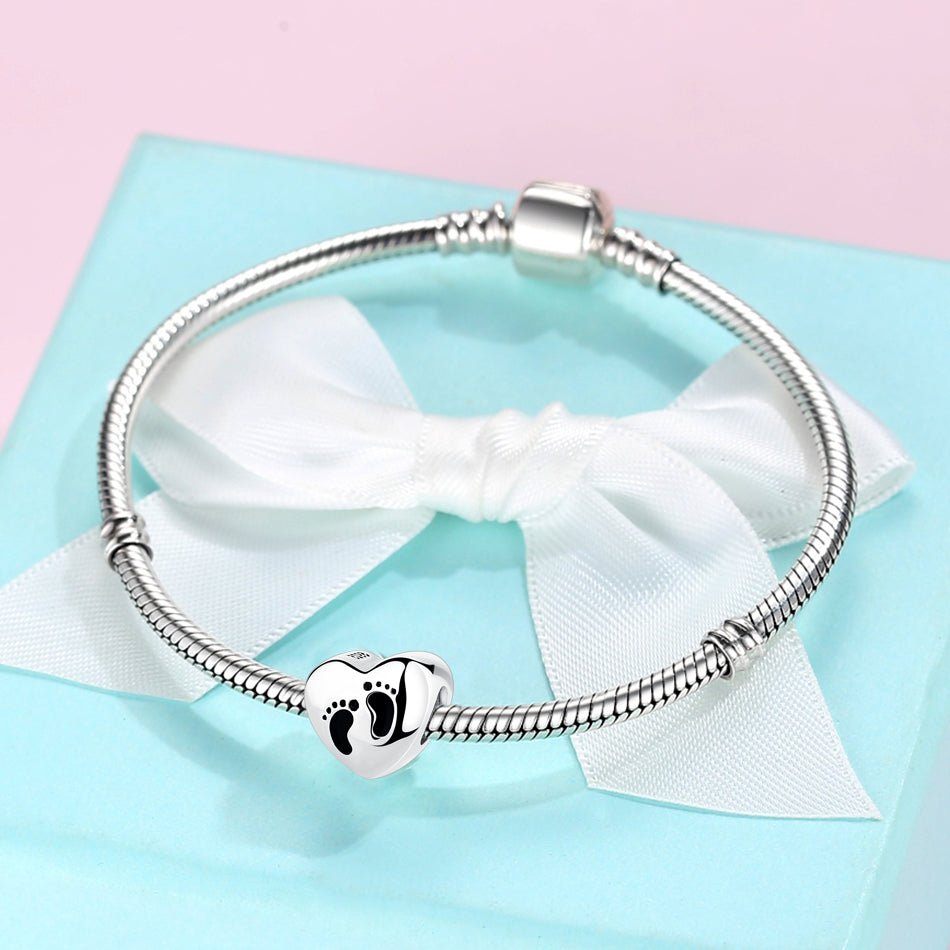 Baby Feet Heart Memorial Ashes Charm Bead - Nicky Robin Memorial Jewellery