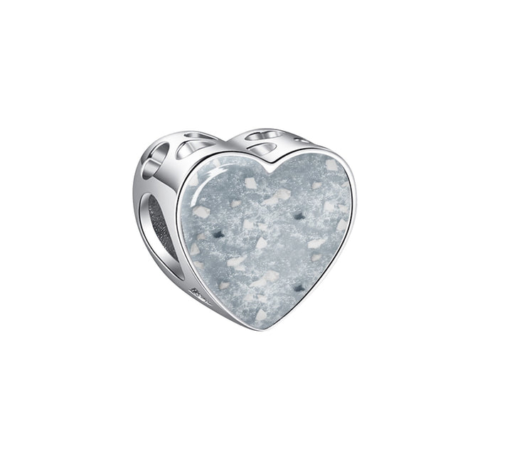 Blue Crystal Heart Memorial Ashes Charm Bead - Nicky Robin Memorial Jewellery
