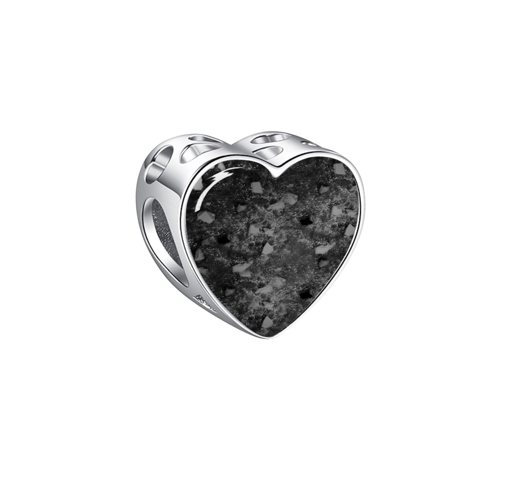 Blue Crystal Heart Memorial Ashes Charm Bead - Nicky Robin Memorial Jewellery