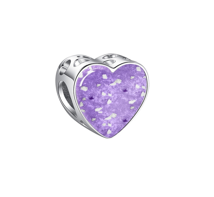 Blue Crystal Heart Memorial Ashes Charm Bead - Nicky Robin Memorial Jewellery