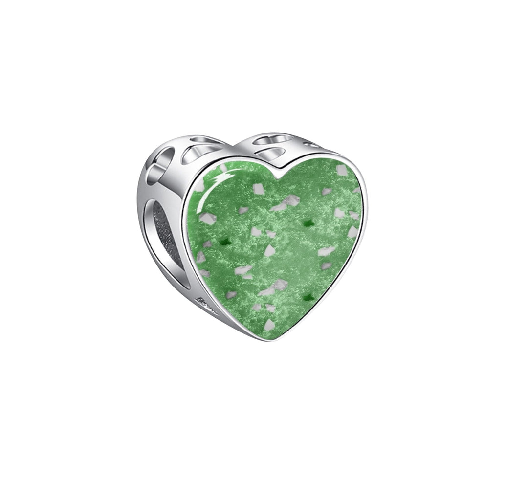 Blue Crystal Heart Memorial Ashes Charm Bead - Nicky Robin Memorial Jewellery
