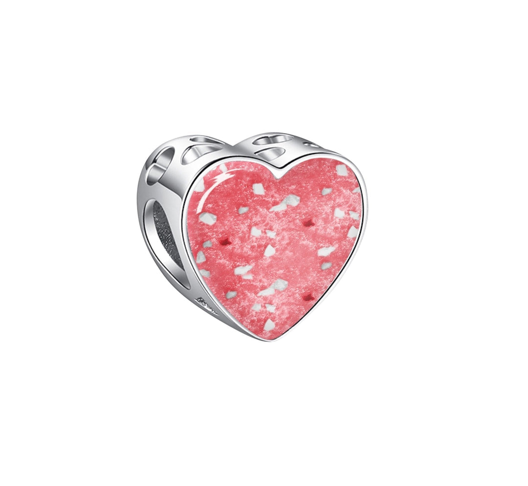 Blue Crystal Heart Memorial Ashes Charm Bead - Nicky Robin Memorial Jewellery