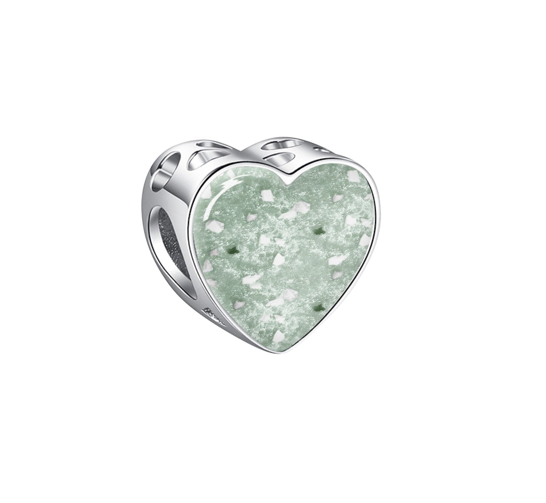 Blue Crystal Heart Memorial Ashes Charm Bead - Nicky Robin Memorial Jewellery