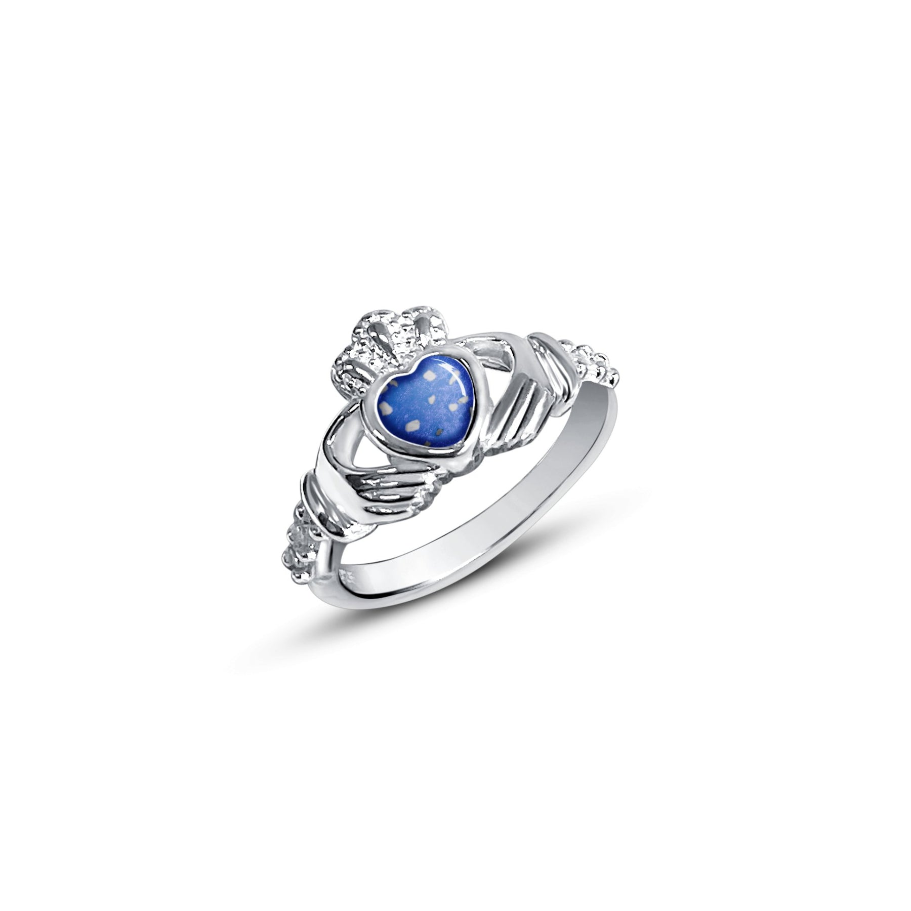Sterling Silver Claddagh pendant, sapphire blue Claddagh necklace from –  Foxford Jewellery