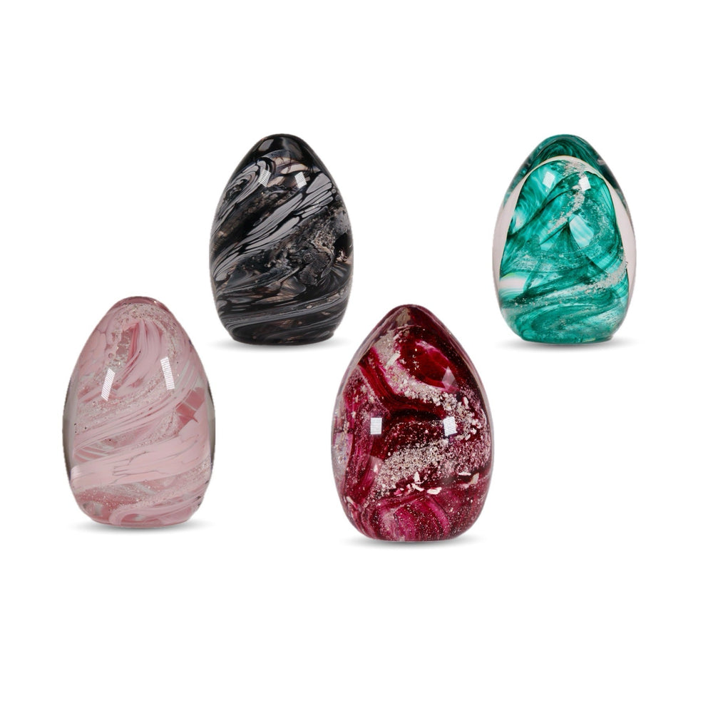 Cremation Ashes Oval Blown Glass Paperweight - Nicky Robin Memorial Jewellery