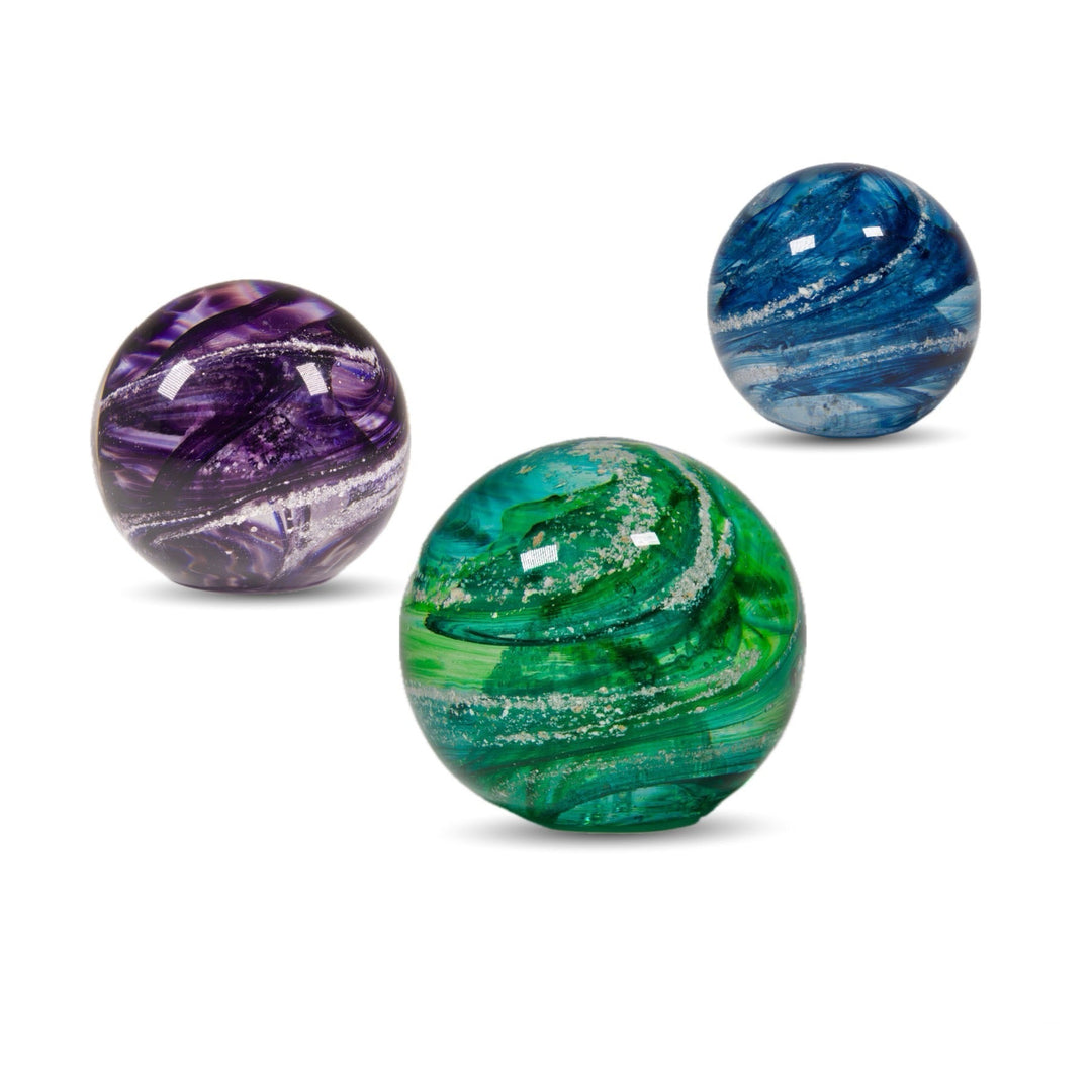 Cremation Ashes Round Blown Glass Paperweight - Nicky Robin Memorial Jewellery