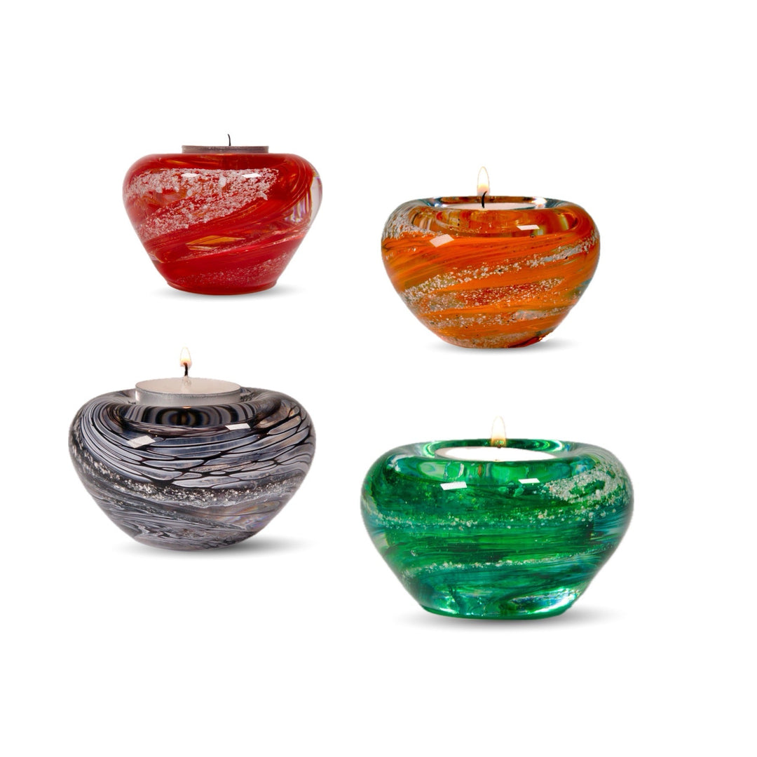 Cremation Ashes Swirling Glass Candle Holder - Nicky Robin Memorial Jewellery