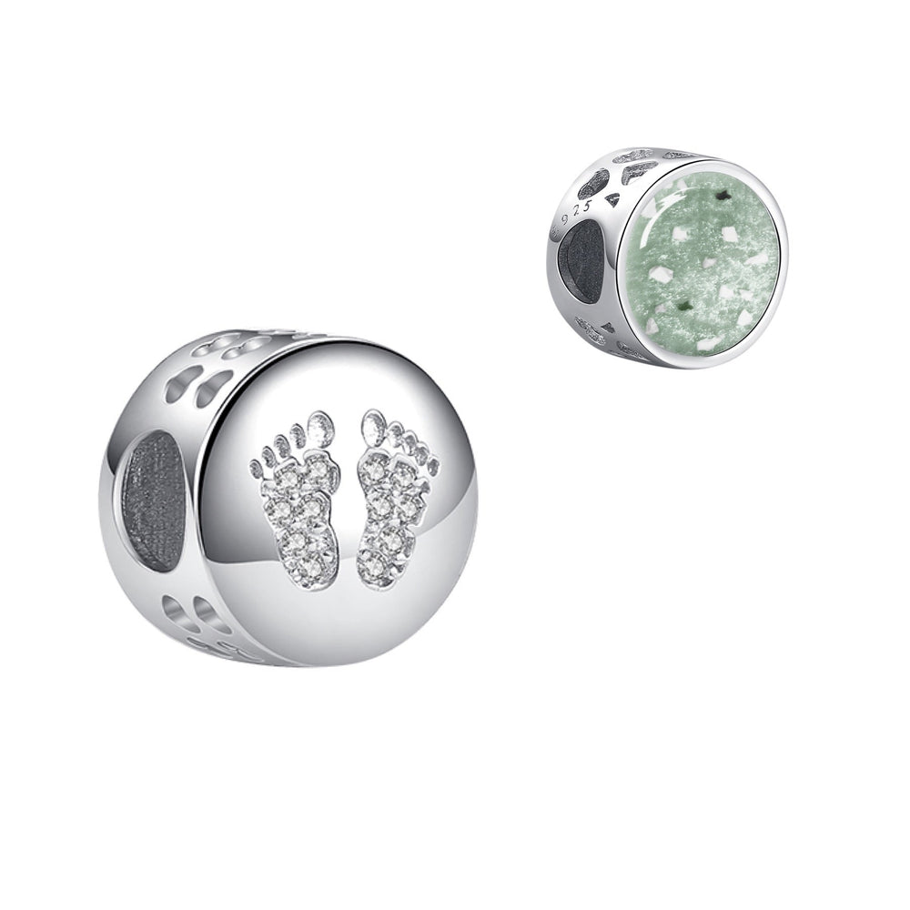 Crystal Baby Feet Memorial Ashes Charm Bead - Nicky Robin Memorial Jewellery