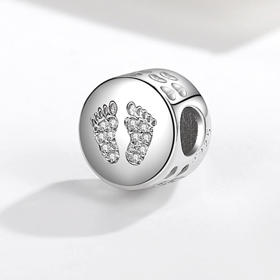 Crystal Baby Feet Memorial Ashes Charm Bead - Nicky Robin Memorial Jewellery