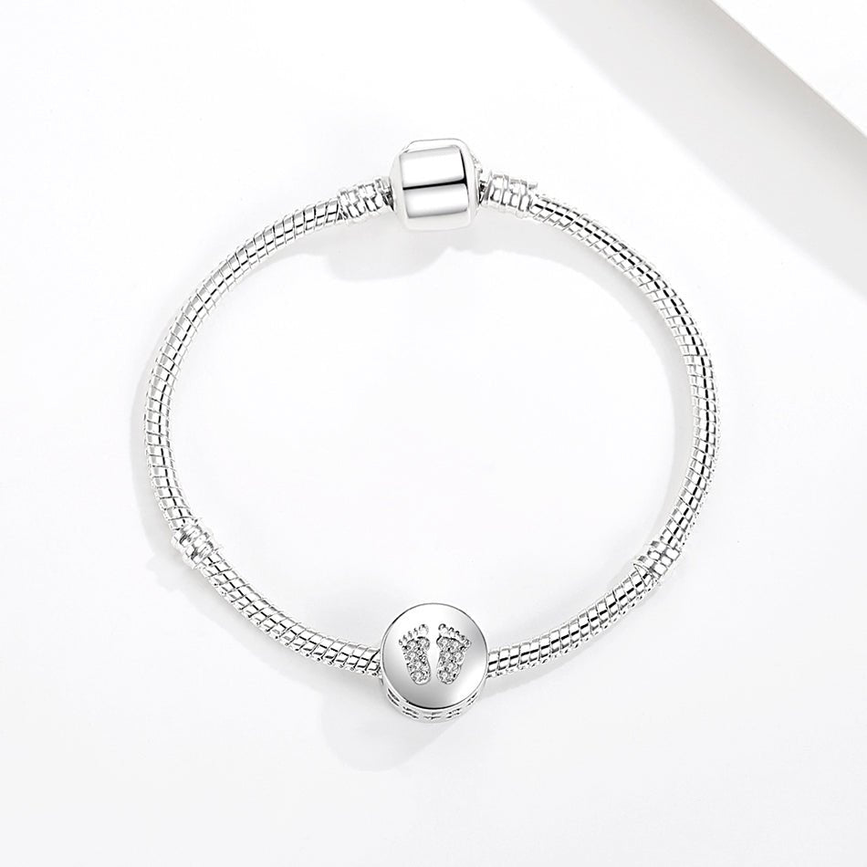 Crystal Baby Feet Memorial Ashes Charm Bead - Nicky Robin Memorial Jewellery