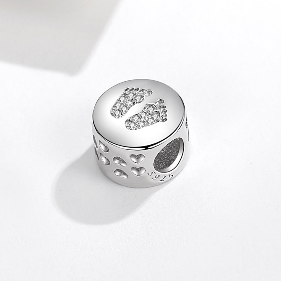 Crystal Baby Feet Memorial Ashes Charm Bead - Nicky Robin Memorial Jewellery