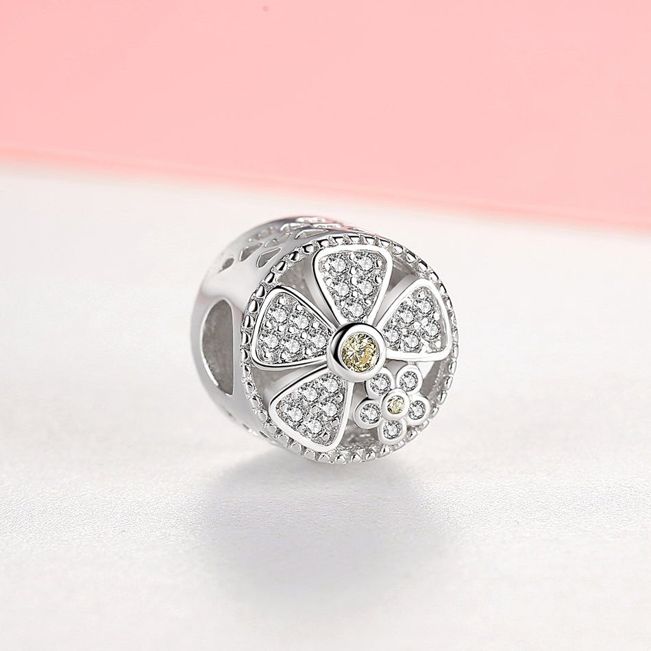 Crystal Flower Memorial Ashes Charm Bead - Nicky Robin Memorial Jewellery