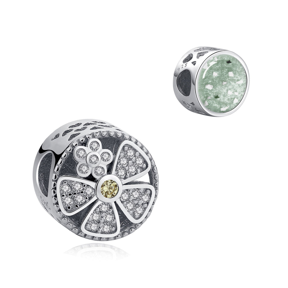 Crystal Flower Memorial Ashes Charm Bead - Nicky Robin Memorial Jewellery