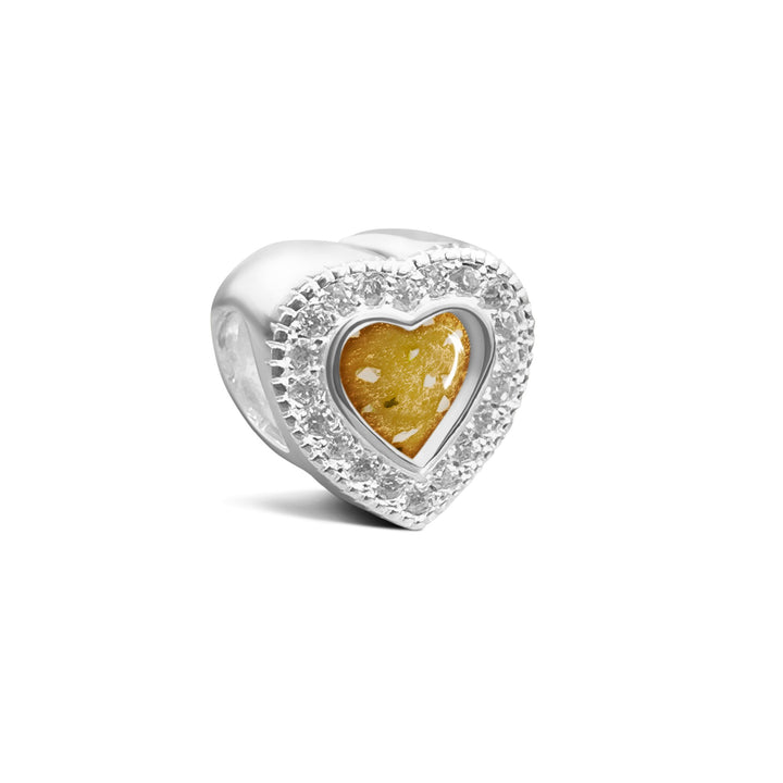 Crystal Heart Ashes Charm Bead - Nicky Robin Memorial Jewellery