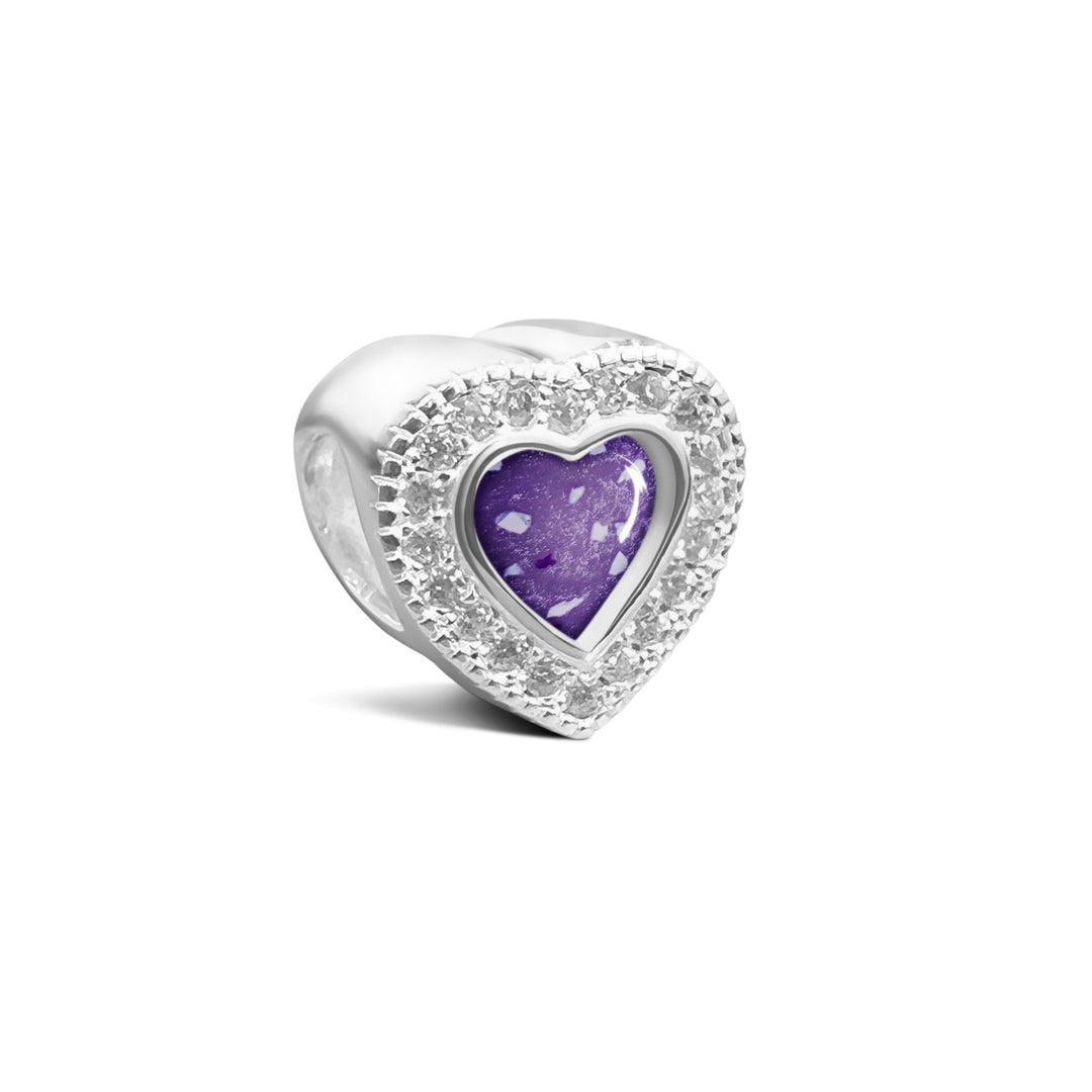 Crystal Heart Ashes Charm Bead - Nicky Robin Memorial Jewellery