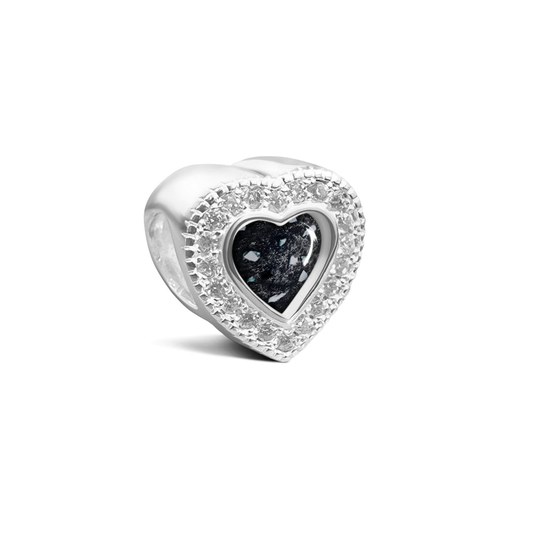Crystal Heart Ashes Charm Bead - Nicky Robin Memorial Jewellery