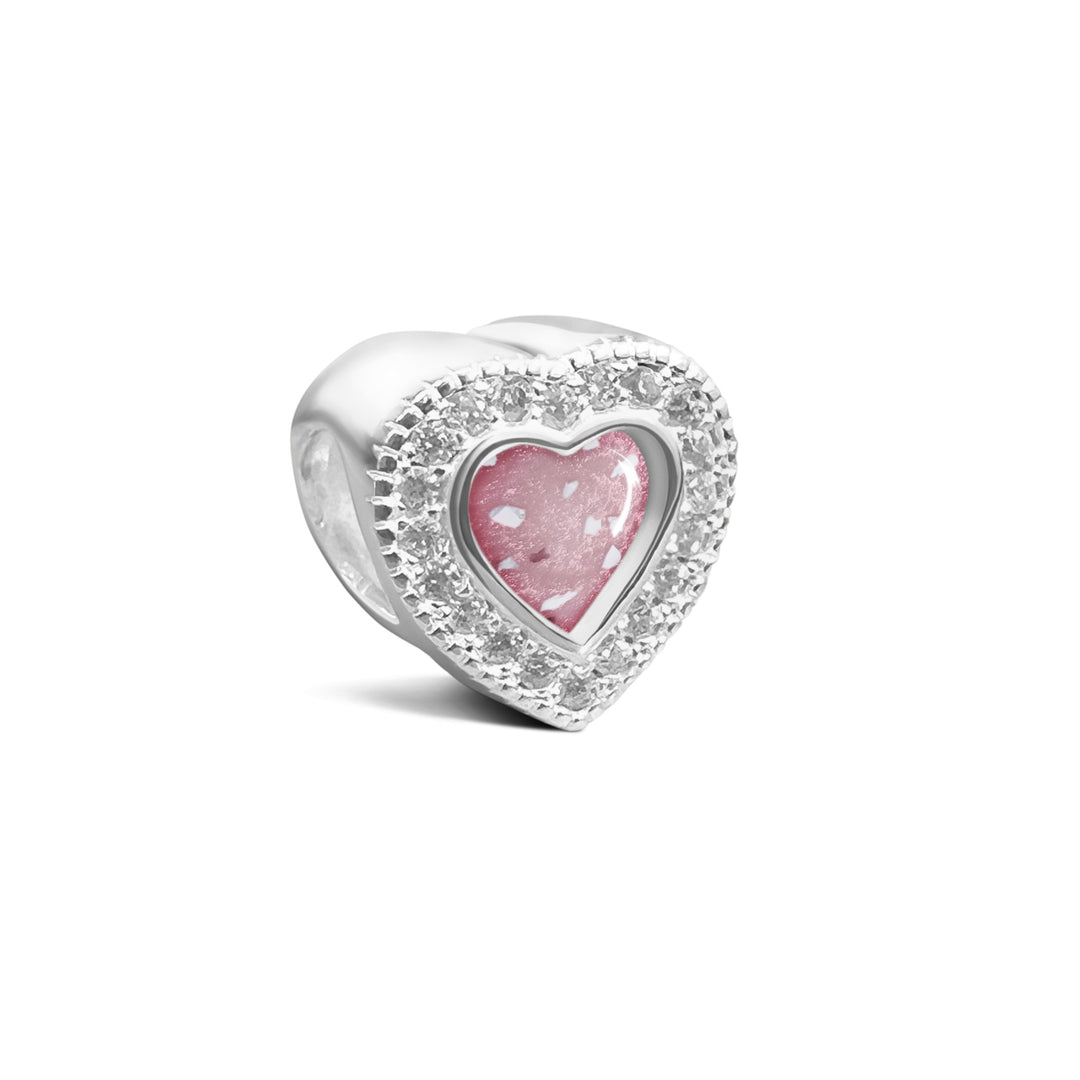 Crystal Heart Ashes Charm Bead - Nicky Robin Memorial Jewellery