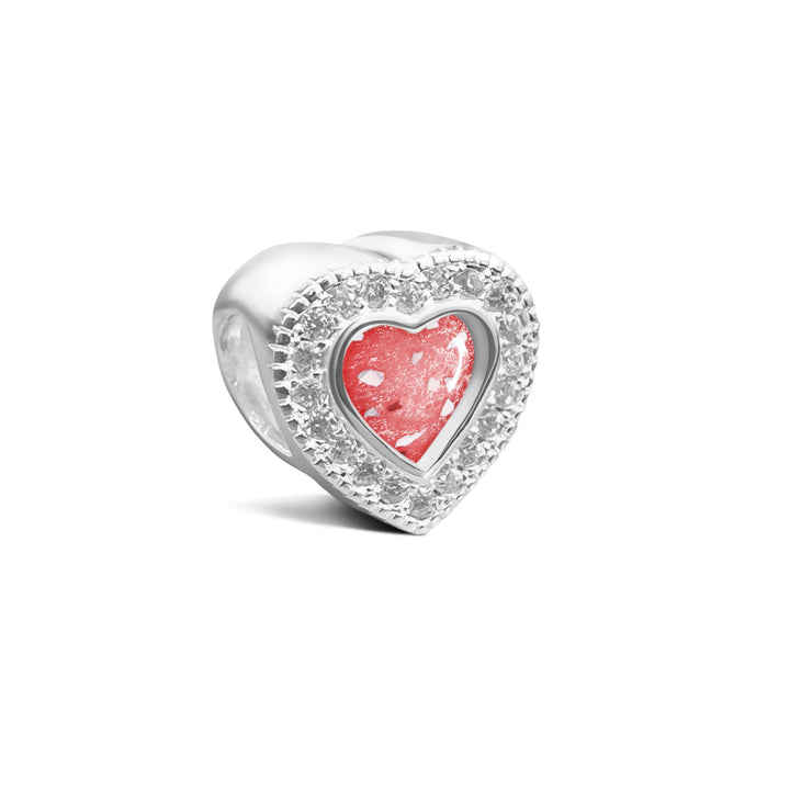 Crystal Heart Ashes Charm Bead - Nicky Robin Memorial Jewellery