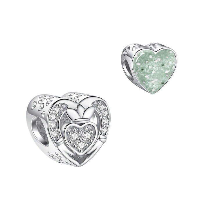 Crystal Heart Crown Memorial Ashes Charm Bead - Nicky Robin Memorial Jewellery