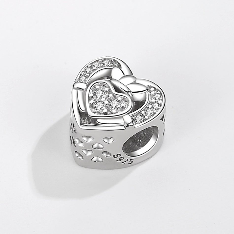 Crystal Heart Crown Memorial Ashes Charm Bead - Nicky Robin Memorial Jewellery