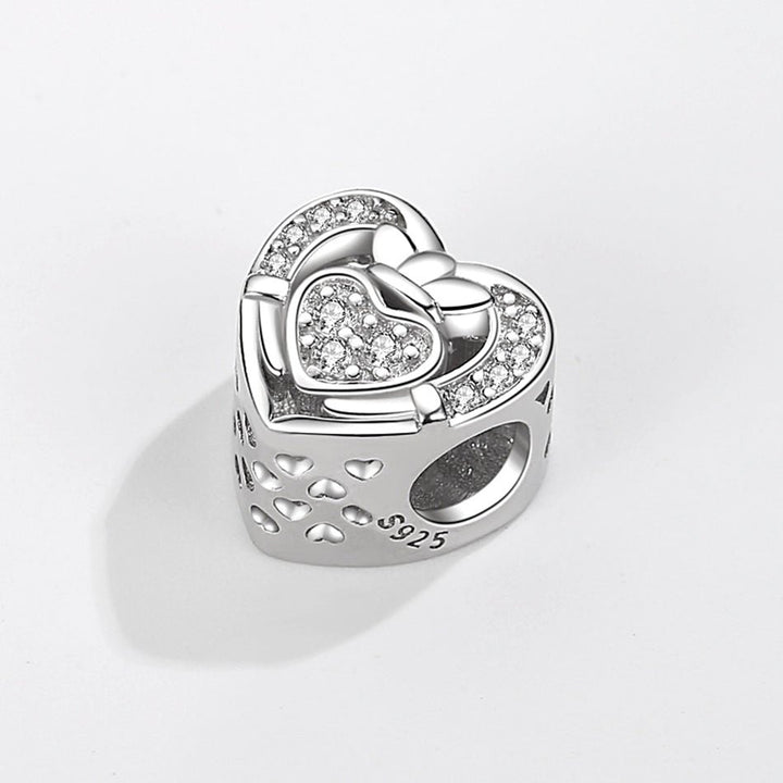 Crystal Heart Crown Memorial Ashes Charm Bead - Nicky Robin Memorial Jewellery