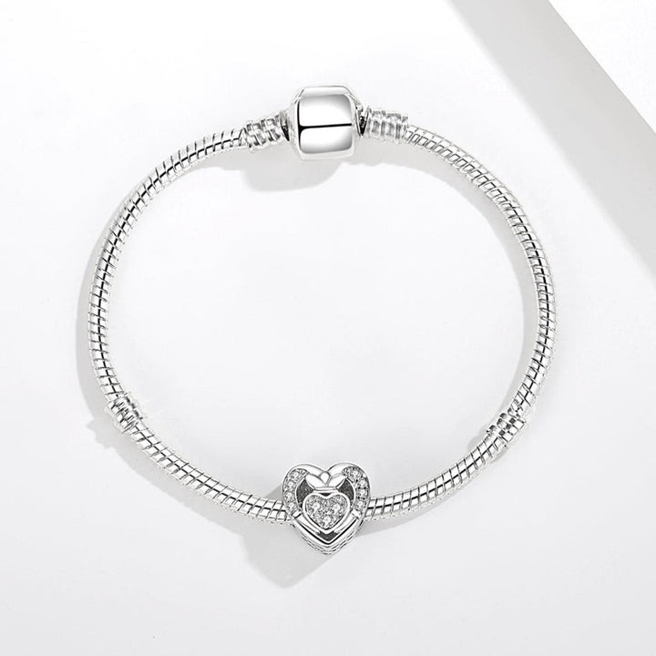 Crystal Heart Crown Memorial Ashes Charm Bead - Nicky Robin Memorial Jewellery