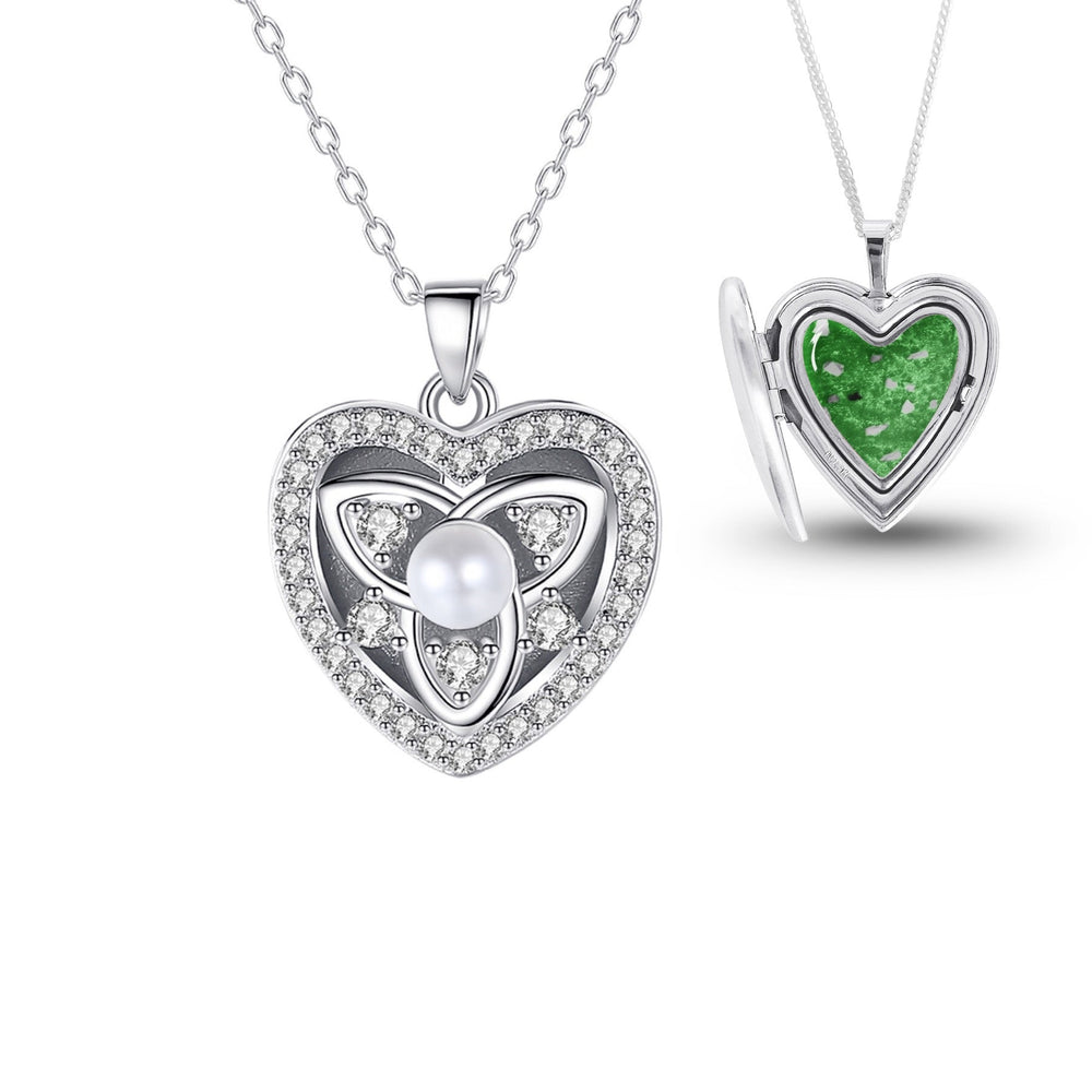 Crystal & Pearl Flower Heart Ashes Locket - Nicky Robin Memorial Jewellery