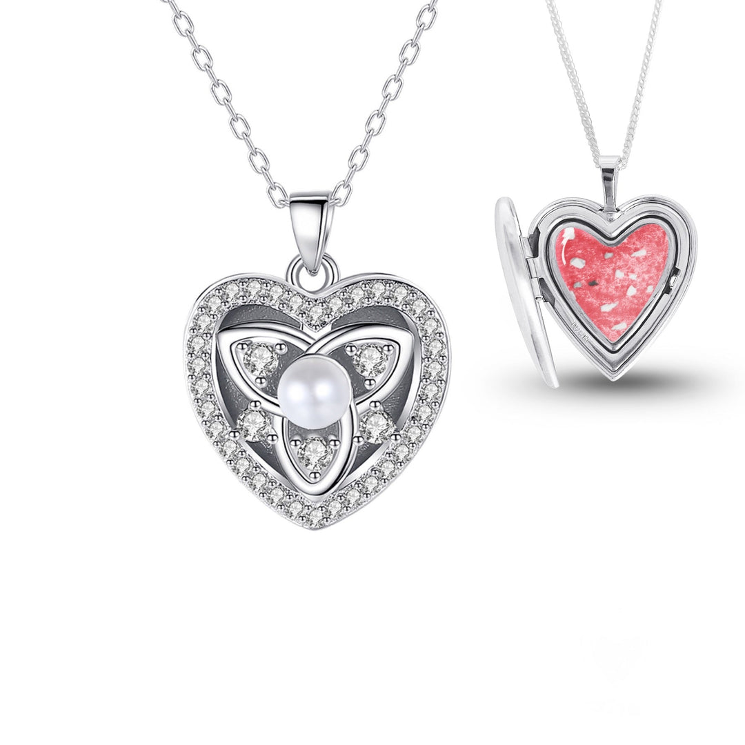 Crystal & Pearl Flower Heart Ashes Locket - Nicky Robin Memorial Jewellery