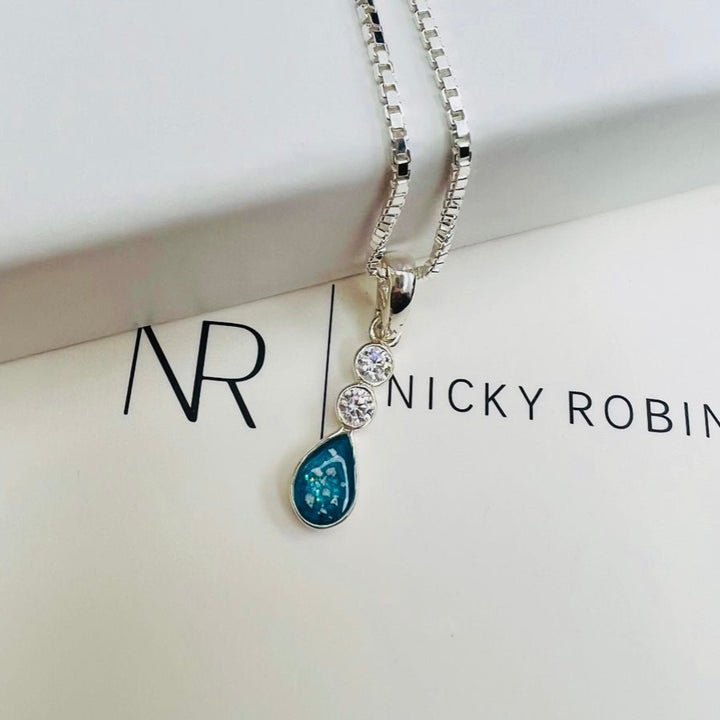 Beautiful Dainty Crystal Teardrop Memorial Ashes Necklace - Nicky Robin Memorial Jewellery