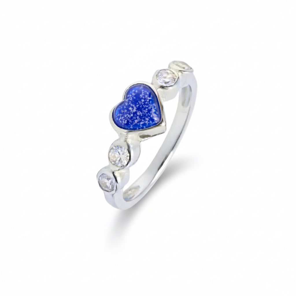 Dainty Heart & Crystal Memorial Ring - Nicky Robin Memorial Jewellery