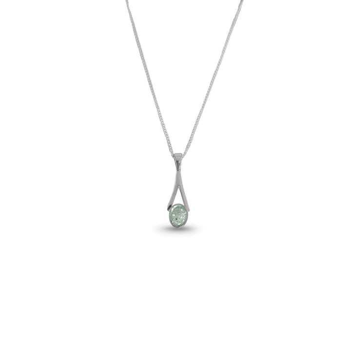 Dainty Oval Drop Memorial Ashes Necklace - Nicky Robin Memorial Jewellery