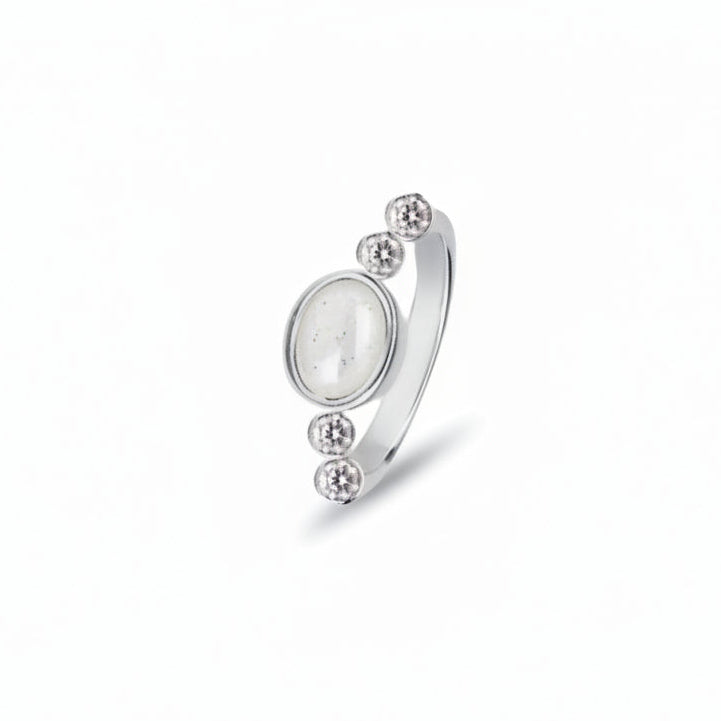 Dainty Oval Memorial Ring with Crystals - Nicky Robin Memorial Jewellery