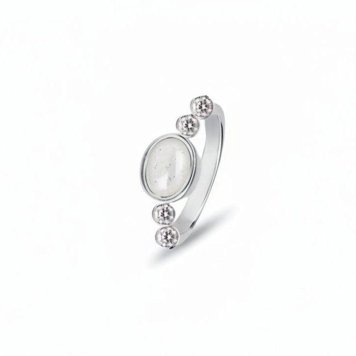 Dainty Oval Memorial Ring with Crystals - Nicky Robin Memorial Jewellery