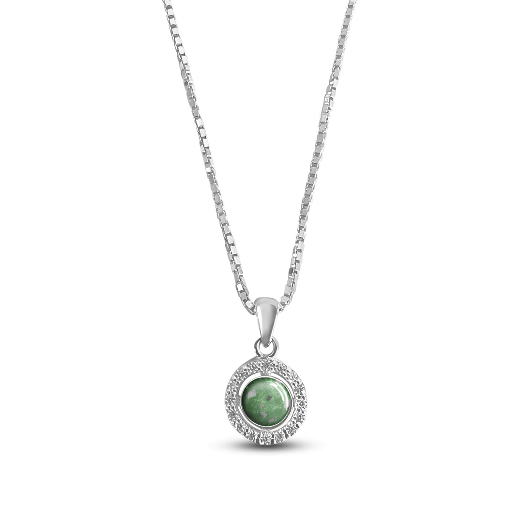 Green Dainty Round Crystal Ashes Necklace - Nicky Robin Memorial Jewellery