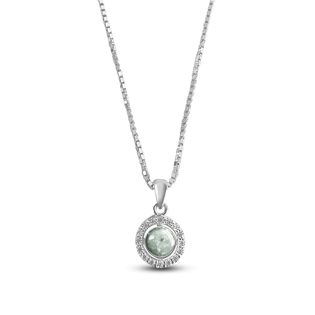 White Dainty Round Crystal Ashes Necklace - Nicky Robin Memorial Jewellery