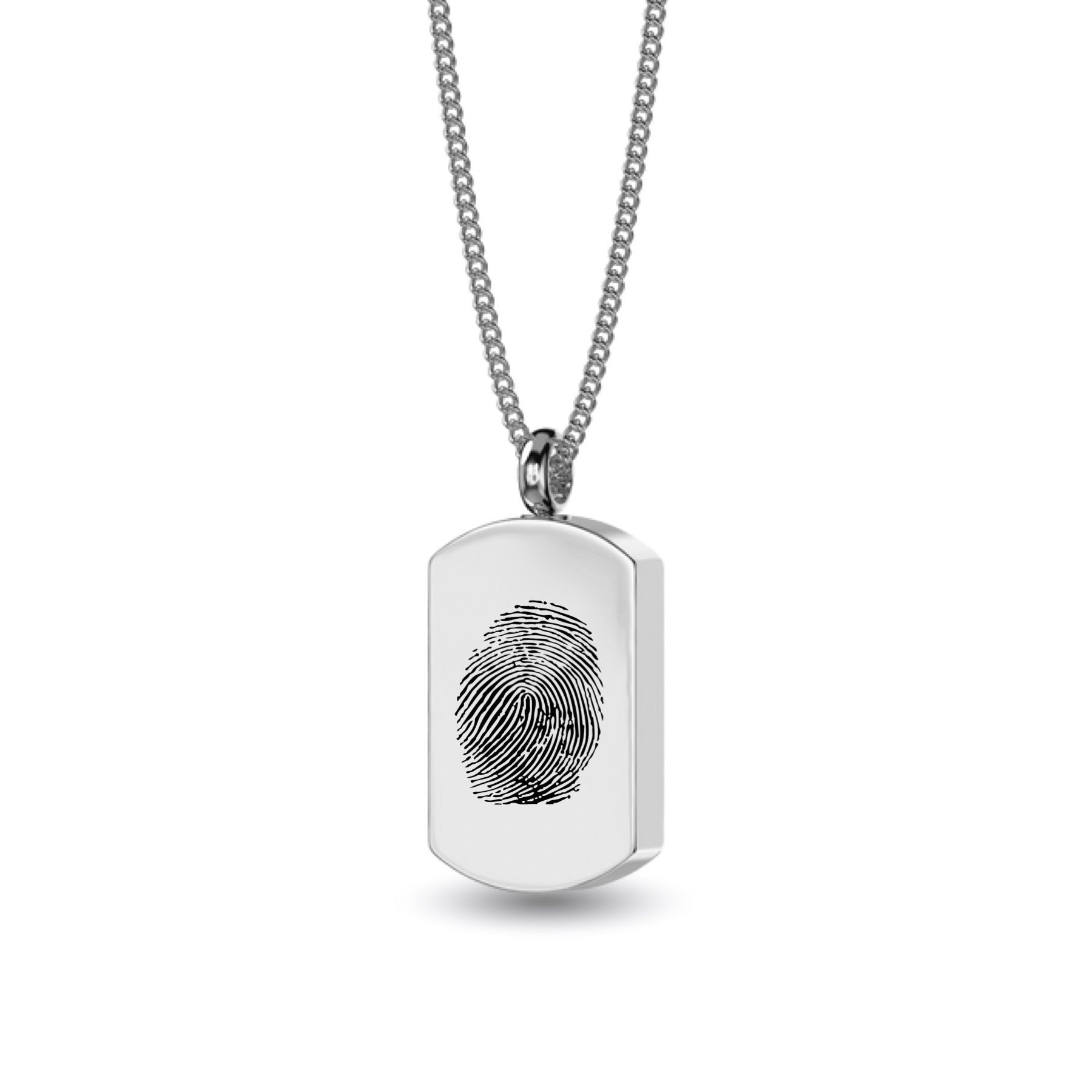 Cremation Ashes Engraved Fingerprint Tag Urn Necklace