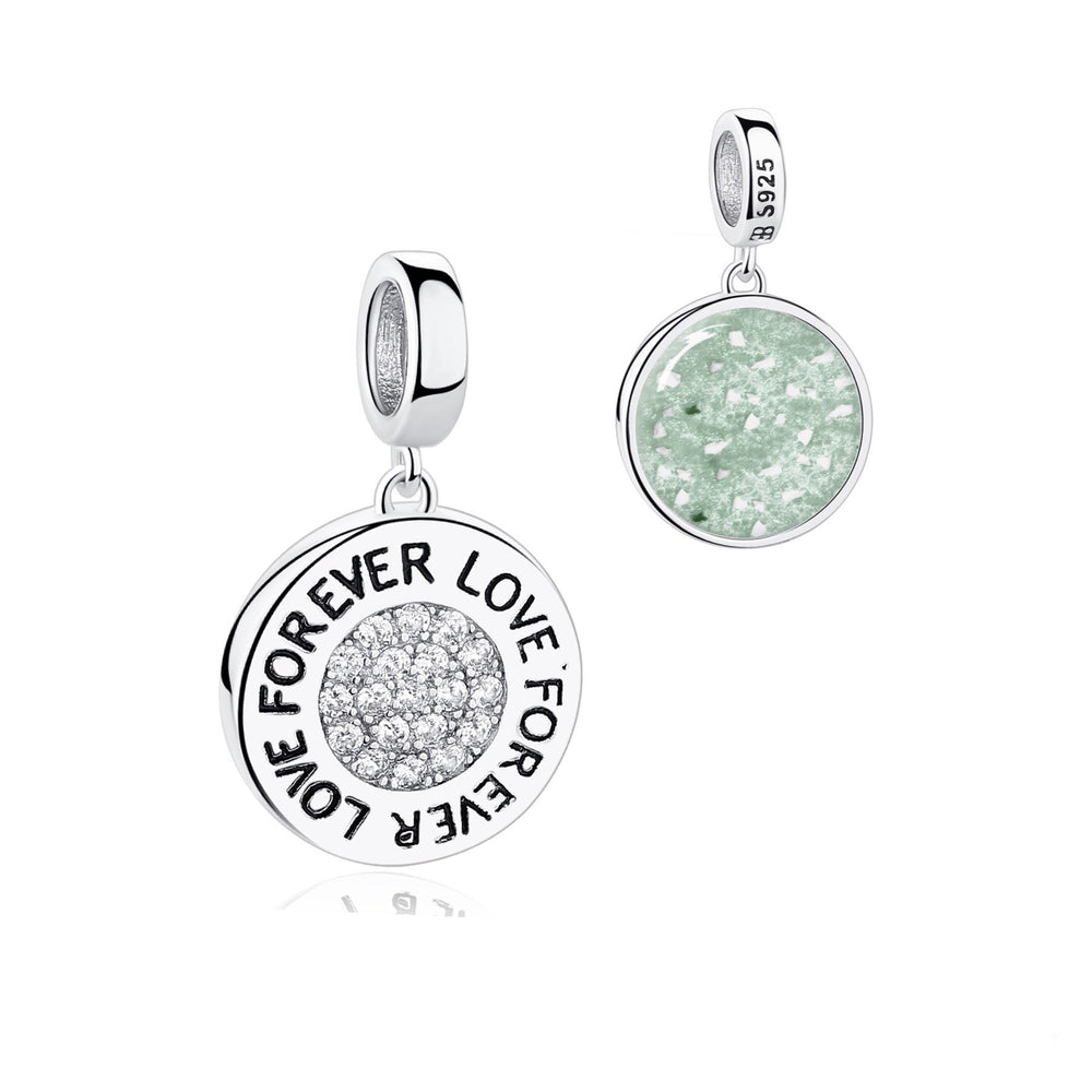 Engraved Forever Love Memorial Ashes Dangle Charm with Crystals - Nicky Robin Memorial Jewellery