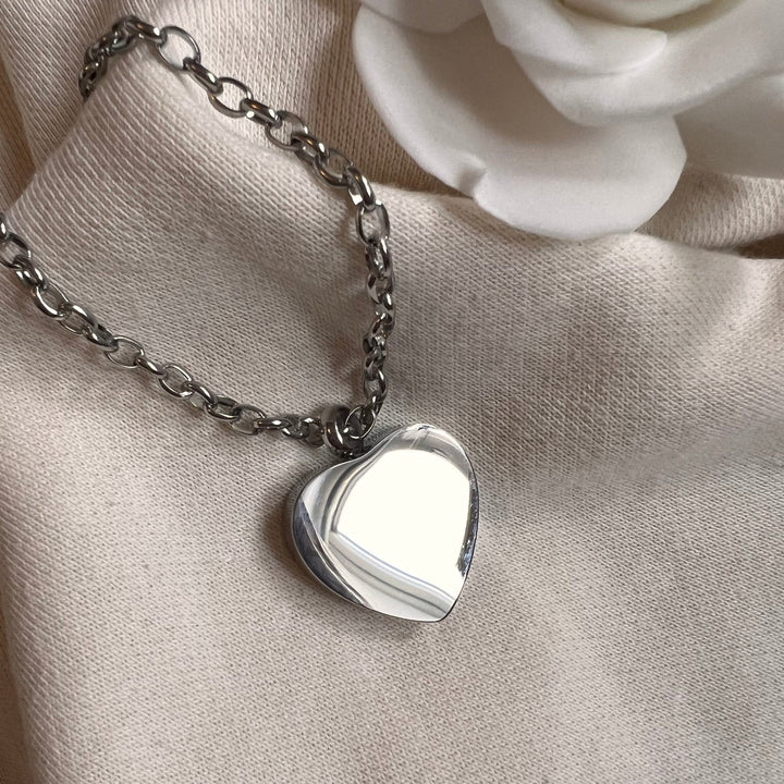 Engraved Polished Steel Pawprint Self Fill Ashes Necklace - Heart - Nicky Robin Memorial Jewellery