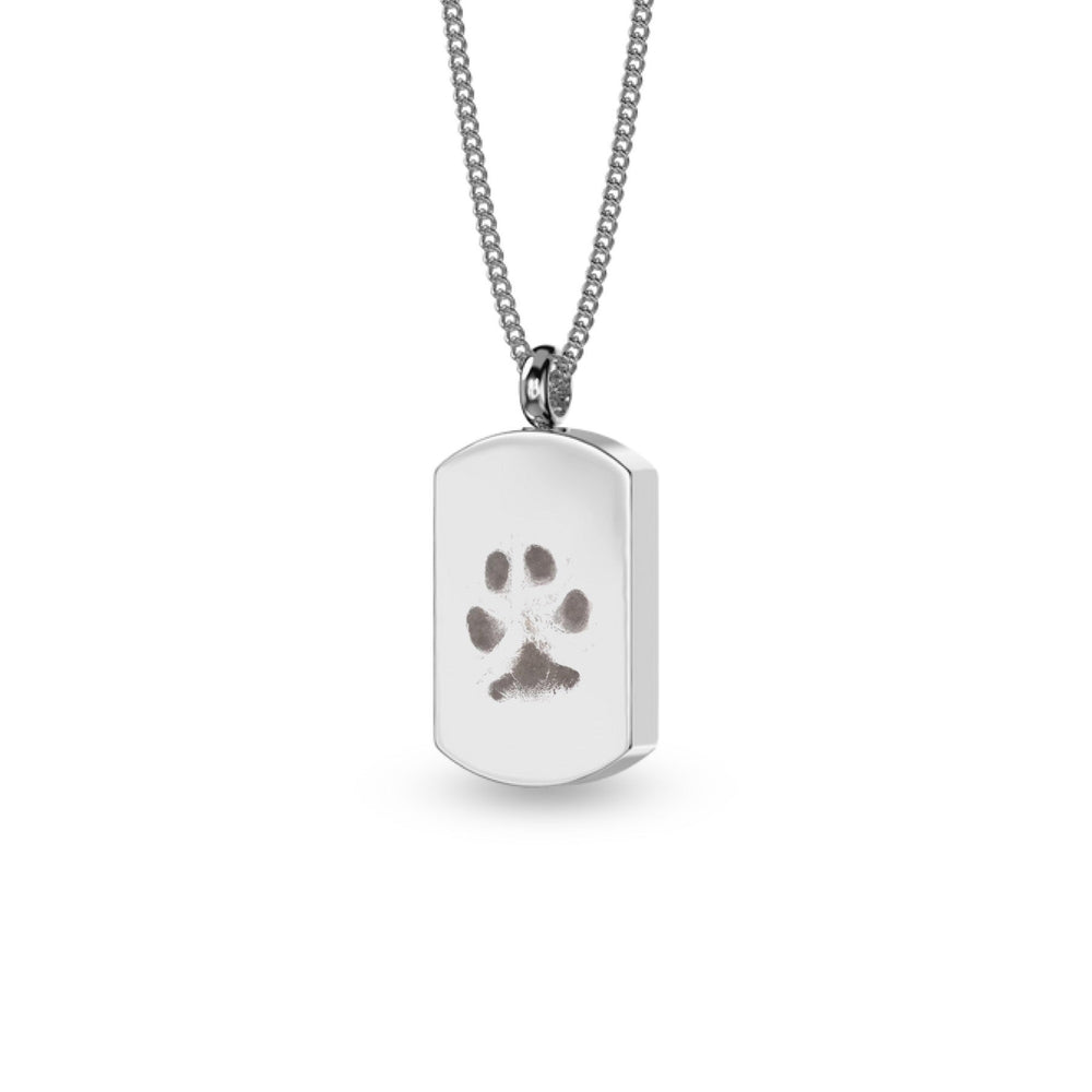 Engraved Pet Pawprint Tag Design Self Fill Ashes Necklace - Nicky Robin Memorial Jewellery