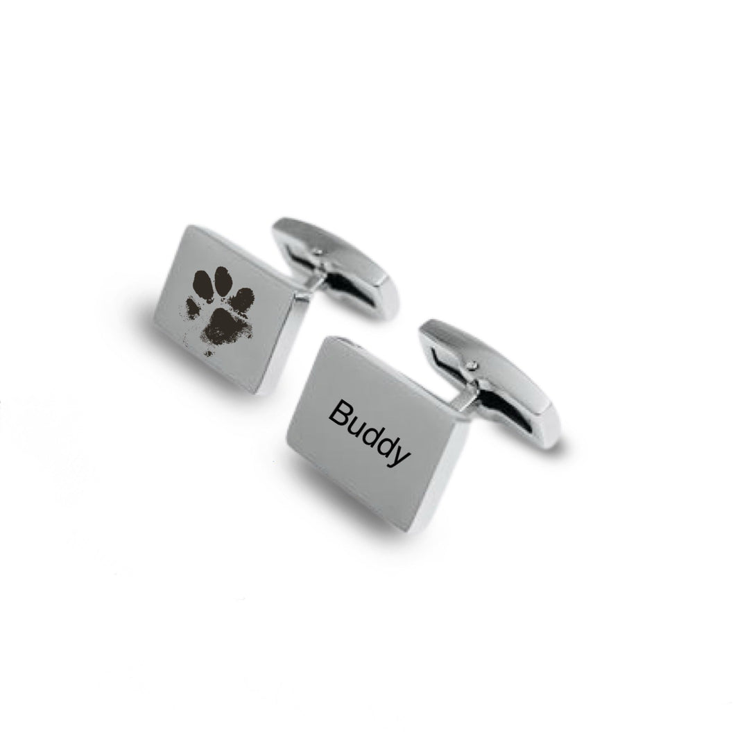 Engraved Rectangular Paw Print Cufflinks - Nicky Robin Memorial Jewellery
